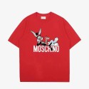 モスキーノ MOSCHINO ｔシャツ 黒赤 シンプル 兎柄 短袖 オシャレ 男女通用