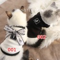 シャネル ペット服 ドッグ洋服 シャツ ハイブランド CHANEL 犬服 猫のベスト 裏起毛 かわいい 蝶結び付き レース飾り 子犬チョッキ ココマーク 優雅ウェア 猫服 2色 3XS - XL 春秋