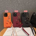 Hermes エルメスiphone 15/14 pro/15 pro max xs/8/7 plusカバー ストラップ付 カード入れiphone 14 15 plusケースカバースタンド付きセレブ愛用全機種対応ハイブランドケース パロディiphone14/13 pro max スマホケース コピー