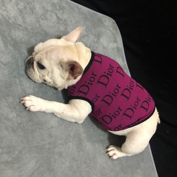 ハイブランド Dior 犬服 ペットＴシャツ 綿製ベスト ディオール 春夏 犬のタンクトップ ペット服 柔らかさ ノースリーブ 英字柄 中型犬服  おしゃれ かわいい ひんやり 通気性ウェア 洋服 激安 M~2XL