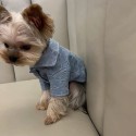 DIOR 犬服 デニムシャツ ドッグ洋服 ルイヴィトン 犬ジャケット 春秋向け ペット洋服 ファッション かっこいい ワンちゃん半袖シャツ 外出着 柔らかい 快適シャツ ジャカルタ柄 小中犬服 XXS~L