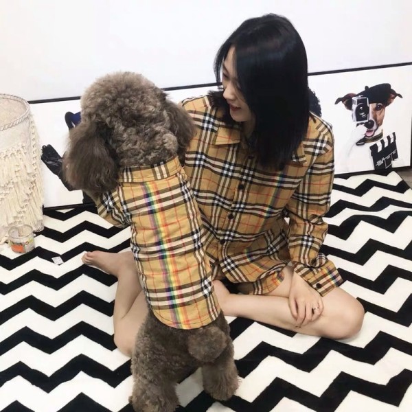 ブランド バーバリーパロディー ペット服 可愛い 犬服 Tシャツ お散歩 わんちゃんウェア burberry風 ドッグウェア お出かけ服 春 夏 服 部屋着 ルームウェア オシャレ チェック柄 ペット洋服  XS - 2XL