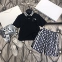 ディオール 子供服 ２点セット Dior 上下セット キッズ ポロシャツ ショーツセット夏 ブランド セットアップ 子供の服 かわいい トップス ハーフパンツ ゆったり スポーツウェア おしゃれ トレーナー カジュアル 人気