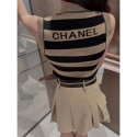 ブランド シャネル レディース ニット カットソー トップス CHANEL  上着ノースリーブ リブニット 無袖セーター ニットベスト タンクトップ 通気性 柔らかい 肌に優しい かわいい レディース愛用