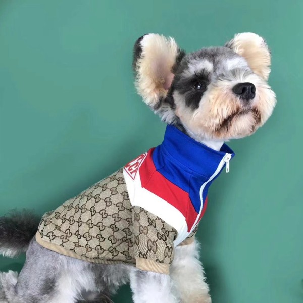 GGペット服 犬ジャケット ブランド コピー 犬服 猫コート ペットウェア 厚手 ファッション 秋冬適応 柔らかい ファスナー開閉 着こなしやすい ドッグウェア かわいい