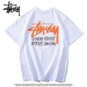 Stussy ステューシー ブランド 半袖 Tシャツ 丸首 トップス 流行り 上着 ブラウス カジュアル 衣装 おしゃれ 黒白色 人気 着心地よい 男子 レディース