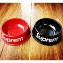 Supreme シュプリームブランド 犬猫フードボウル ペット食器ブランドパロディペット用フードボウルかわいいブランド犬猫の餌皿 滑り止め 17.5*20*6.5cm