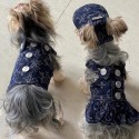 ブランド ルイヴィトン ペット洋服 LV 犬のデニムスカート 猫用デニム服 かっこいい 帽子付き 犬の服 猫のワンピース かわいい 耐用性 ファッション 復古デザイン 見た目かわいい 通気性 動きやすい 中小型ペット適応 XXS~XL