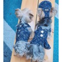 ブランド ルイヴィトン ペット洋服 LV 犬のデニムスカート 猫用デニム服 かっこいい 帽子付き 犬の服 猫のワンピース かわいい 耐用性 ファッション 復古デザイン 見た目かわいい 通気性 動きやすい 中小型ペット適応 XXS~XL