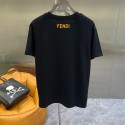 フェンディ FENDI Ｔシャツ 丸首トップス 上着 白黒 シンプル半袖シャツ 人気 流行 欧米風 メンズ/レディース 夏服 トップス 半袖 個性プリント柄 通気性 ファッション ゆったり