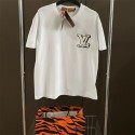 LV/ルイヴィトン Tシャツ メンズ 黒白 ハイブランド半袖ｔシャツ シンプル プリントロゴ 上着 カジュアル 夏 丸首トップス 男女兼用 ファッション 優質コットン 通気性 肌に優しい 