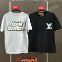 LV/ルイヴィトン Tシャツ メンズ 黒白 ハイブランド半袖ｔシャツ シンプル プリントロゴ 上着 カジュアル 夏 丸首トップス 男女兼用 ファッション 優質コットン 通気性 肌に優しい 