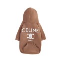 Celine ブランド ペット服 犬服 パーカー わんちゃんのスウェットシャツ セリーヌ 猫パーカー 厚い 秋冬パーカー 帽子付き 柔らかい 暖かい かわいい プルオーバー 防寒コート 中小型ペット洋服 ファッション 凱旋門ロゴ