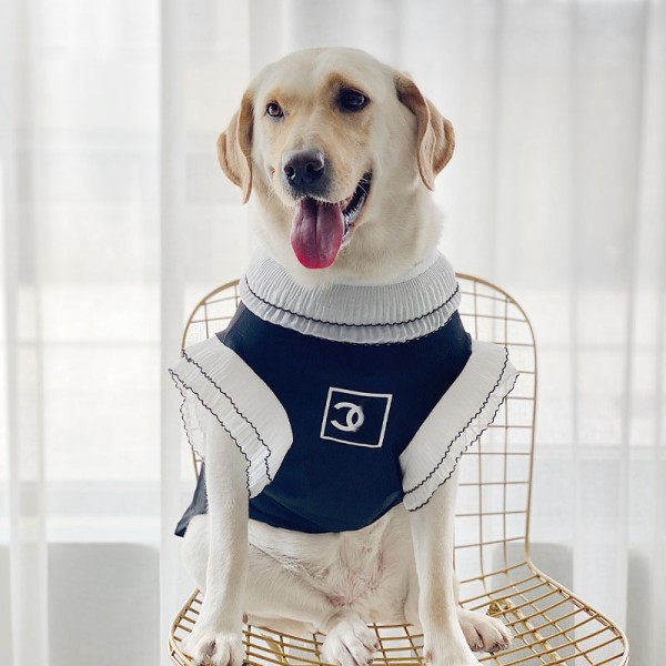 Chanel 犬服 大型犬服 tシャツ ブランド シャネル ペット洋服 気質の衣装 薄手ベスト レース付き ペット服  夏コスチューム 可愛い お出かけ服 脱毛保護 無袖シャツ 動きやすい 日よけ服 ゴールデン・レトリバー  ラブラドール・レトリーバー