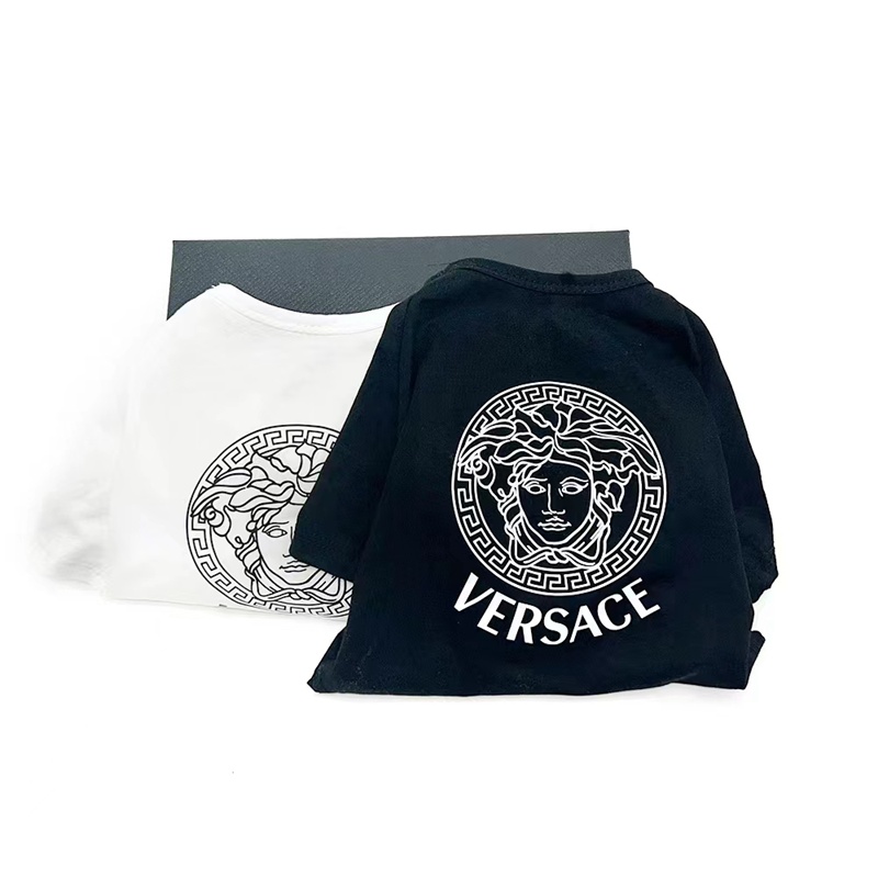 versace 犬 服 Tシャツ 春夏 定番ロゴ柄tシャツ