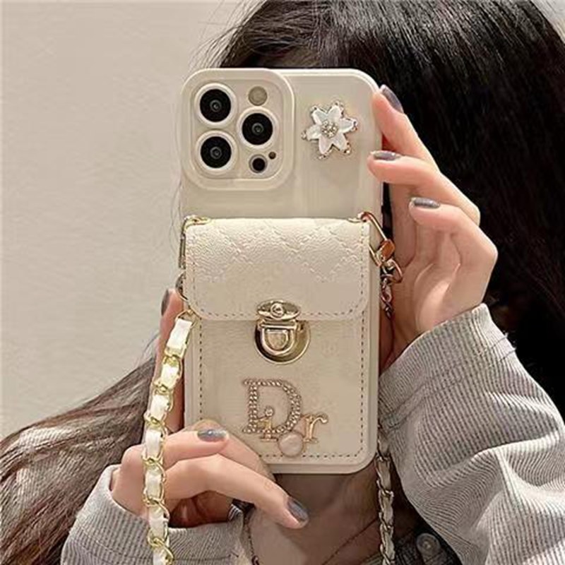 Dior ディオール ブランド iphone 14/14 pro/15 pro maxケース インスタ風 カード入れ レザー バッグ ストラップ付