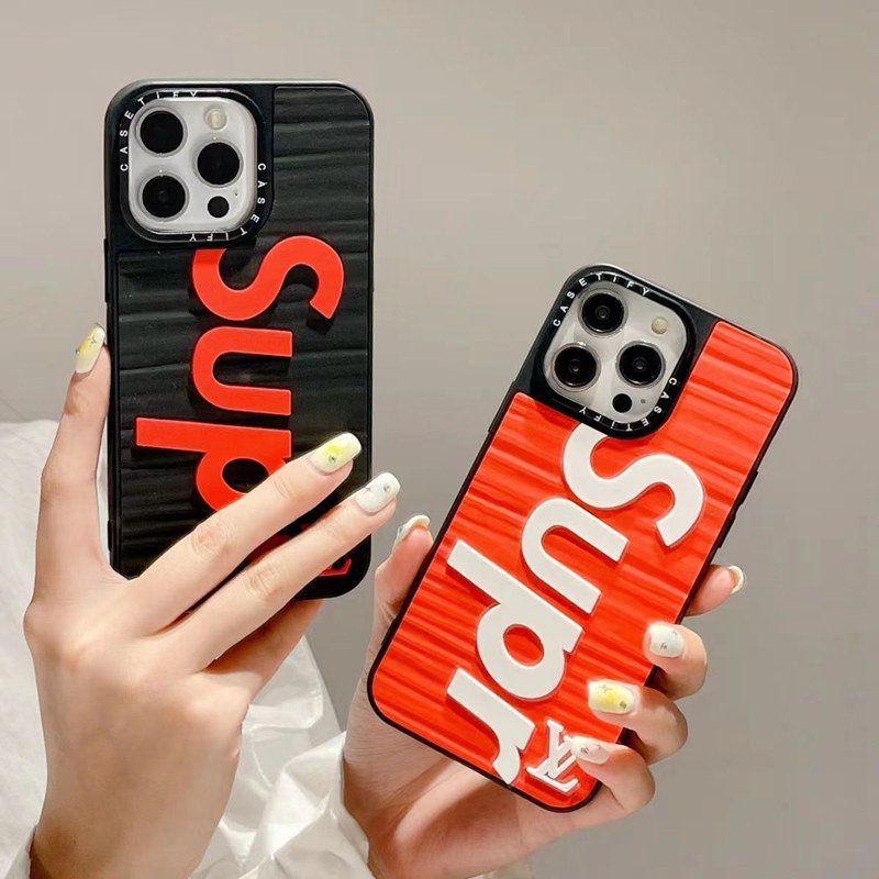 Supreme シュプリーム LV ルイヴィトン コラボ ブランド iphone15pro maxケース インスタ風 シリコン モノグラム ジャケット型